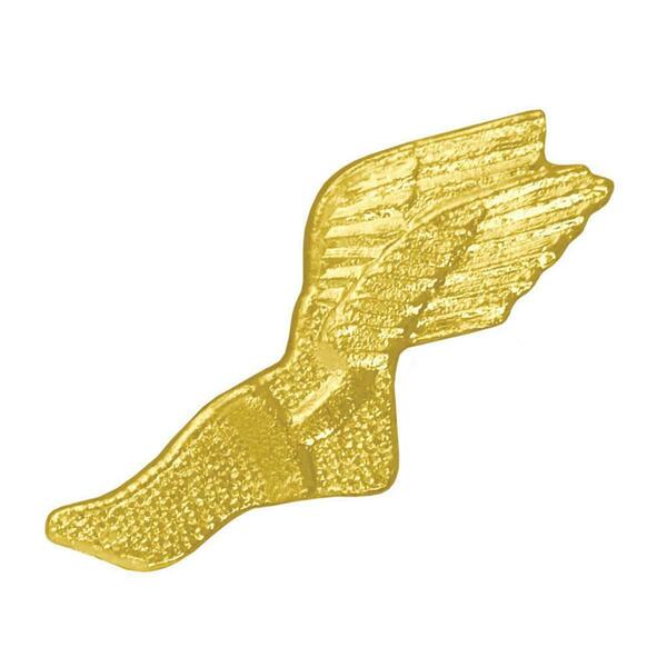 Simba 1.43 in. Chenille Winged Track Foot Lapel Pin, Bright Gold CL065